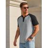 image:imageRuncati Mens Henley Shirts Raglan Short Sleeve Casual Baseball Tees Summer Classic Color Block Workout T ShirtsGray