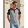 image:imageRuncati Mens Henley Shirts Raglan Short Sleeve Casual Baseball Tees Summer Classic Color Block Workout T ShirtsGray