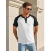 image:imageRuncati Mens Henley Shirts Raglan Short Sleeve Casual Baseball Tees Summer Classic Color Block Workout T ShirtsWhite