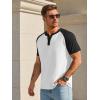 image:imageRuncati Mens Henley Shirts Raglan Short Sleeve Casual Baseball Tees Summer Classic Color Block Workout T ShirtsWhite