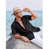 image:imageRuncati Mens Linen Cuban Guayabera Shirts Button Down Short Sleeve Shirt Cotton Hippie Summer Beach Vacation ShirtsBlack