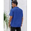 image:imageRuncati Mens Linen Cuban Guayabera Shirts Button Down Short Sleeve Shirt Cotton Hippie Summer Beach Vacation ShirtsBlue