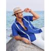 image:imageRuncati Mens Linen Cuban Guayabera Shirts Button Down Short Sleeve Shirt Cotton Hippie Summer Beach Vacation ShirtsBlue