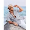 image:imageRuncati Mens Linen Cuban Guayabera Shirts Button Down Short Sleeve Shirt Cotton Hippie Summer Beach Vacation ShirtsGrey