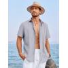 image:imageRuncati Mens Linen Cuban Guayabera Shirts Button Down Short Sleeve Shirt Cotton Hippie Summer Beach Vacation ShirtsGrey