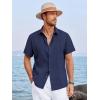 image:imageRuncati Mens Linen Cuban Guayabera Shirts Button Down Short Sleeve Shirt Cotton Hippie Summer Beach Vacation ShirtsNavy