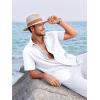 image:imageRuncati Mens Linen Cuban Guayabera Shirts Button Down Short Sleeve Shirt Cotton Hippie Summer Beach Vacation ShirtsWhite