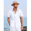 image:imageRuncati Mens Linen Cuban Guayabera Shirts Button Down Short Sleeve Shirt Cotton Hippie Summer Beach Vacation ShirtsWhite