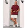 image:imageRuncati Mens Short Sleeve TShirts Casual Knit Texture Crewneck Pocket Tee Tops Loose Fit Summer ShirtBurgundy