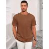 image:imageRuncati Mens Short Sleeve TShirts Casual Knit Texture Crewneck Pocket Tee Tops Loose Fit Summer ShirtCoffee