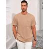 image:imageRuncati Mens Short Sleeve TShirts Casual Knit Texture Crewneck Pocket Tee Tops Loose Fit Summer ShirtLight Brown