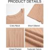 image:imageRuncati Mens Short Sleeve TShirts Casual Knit Texture Crewneck Pocket Tee Tops Loose Fit Summer ShirtLight Brown