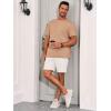 image:imageRuncati Mens Short Sleeve TShirts Casual Knit Texture Crewneck Pocket Tee Tops Loose Fit Summer ShirtLight Brown