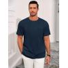 image:imageRuncati Mens Short Sleeve TShirts Casual Knit Texture Crewneck Pocket Tee Tops Loose Fit Summer ShirtNavy Blue