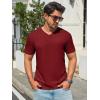 image:imageRuncati Mens TShirts Short Sleeve V Neck Casual Classic Shirt Summer Stretchy Regular Fit Lightweight TeesBurgundy