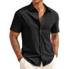 image:imageRuncati Mens Button Down Shirts Short Sleeve Casual Dress Shirt Summer Untucked Shirts with PocketBlack
