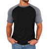 image:imageRuncati Mens Casual Slim Fit T Shirts Raglan Short Sleeve Crewneck Baseball Tees Color Block Workout Fashion ShirtGrey