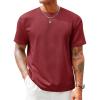 image:imageRuncati Mens Casual TShirts Short Sleeve Crewneck Summer Stretchy Shirt Textured Jacquard TopsBurgundy