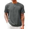 image:imageRuncati Mens Casual TShirts Short Sleeve Crewneck Summer Stretchy Shirt Textured Jacquard TopsDark Grey