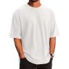 image:imageRuncati Mens Casual TShirts Short Sleeve Lightweight Oversized Summer Cotton Tee Beach Crew Neck TopsWhite