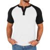 image:imageRuncati Mens Henley Shirts Raglan Short Sleeve Casual Baseball Tees Summer Classic Color Block Workout T ShirtsWhite