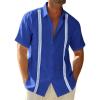 image:imageRuncati Mens Linen Cuban Guayabera Shirts Button Down Short Sleeve Shirt Cotton Hippie Summer Beach Vacation ShirtsBlue
