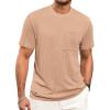 image:imageRuncati Mens Short Sleeve TShirts Casual Knit Texture Crewneck Pocket Tee Tops Loose Fit Summer ShirtLight Brown