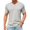 image:imageRuncati Mens TShirts Short Sleeve V Neck Casual Classic Shirt Summer Stretchy Regular Fit Lightweight TeesLight Grey