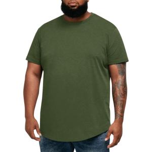 image:imageRuncati Mens Big and Tall Shirts Short Sleeve Crew Neck Casual TShirt Hipster Hip Hop Longline Tee ShirtsArmy Green