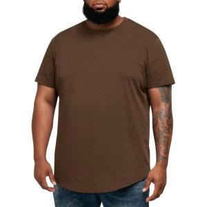 image:imageRuncati Mens Big and Tall Shirts Short Sleeve Crew Neck Casual TShirt Hipster Hip Hop Longline Tee ShirtsBrown