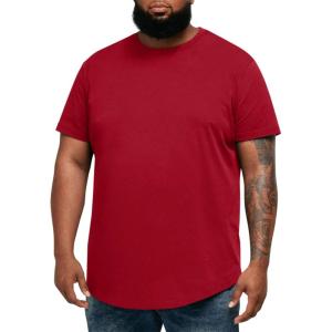 image:imageRuncati Mens Big and Tall Shirts Short Sleeve Crew Neck Casual TShirt Hipster Hip Hop Longline Tee ShirtsBurgundy
