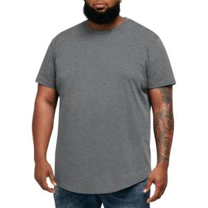 image:imageRuncati Mens Big and Tall Shirts Short Sleeve Crew Neck Casual TShirt Hipster Hip Hop Longline Tee ShirtsDark Grey