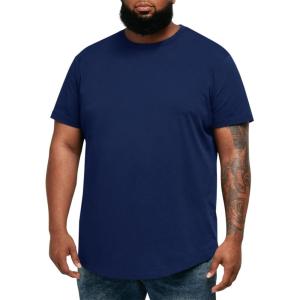 image:imageRuncati Mens Big and Tall Shirts Short Sleeve Crew Neck Casual TShirt Hipster Hip Hop Longline Tee ShirtsNavy