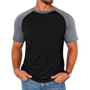 image:imageRuncati Mens Casual Slim Fit T Shirts Raglan Short Sleeve Crewneck Baseball Tees Color Block Workout Fashion ShirtGrey