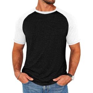 image:imageRuncati Mens Casual Slim Fit T Shirts Raglan Short Sleeve Crewneck Baseball Tees Color Block Workout Fashion ShirtWhite
