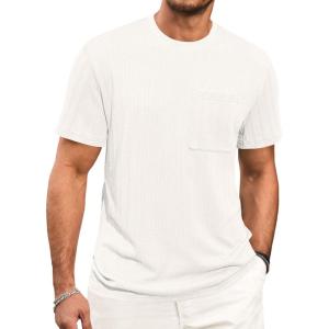 image:imageRuncati Mens Short Sleeve TShirts Casual Knit Texture Crewneck Pocket Tee Tops Loose Fit Summer ShirtWhite