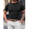 image:imageMens Casual Slim Fit Basic Tops Short Sleeve Shirt Turtleneck T Shirts Rib Knitted Stretch Pullover Sweater01 Black