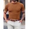 image:imageMens Casual Slim Fit Basic Tops Short Sleeve Shirt Turtleneck T Shirts Rib Knitted Stretch Pullover Sweater01 Brown