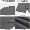 image:imageMens Casual Slim Fit Basic Tops Short Sleeve Shirt Turtleneck T Shirts Rib Knitted Stretch Pullover Sweater01 Gray