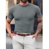 image:imageMens Casual Slim Fit Basic Tops Short Sleeve Shirt Turtleneck T Shirts Rib Knitted Stretch Pullover Sweater01 Gray
