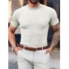 image:imageMens Casual Slim Fit Basic Tops Short Sleeve Shirt Turtleneck T Shirts Rib Knitted Stretch Pullover Sweater01 White