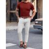 image:imageMens Casual Slim Fit Basic Tops Short Sleeve Shirt Turtleneck T Shirts Rib Knitted Stretch Pullover Sweater01 Wine Red