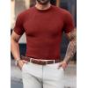image:imageMens Casual Slim Fit Basic Tops Short Sleeve Shirt Turtleneck T Shirts Rib Knitted Stretch Pullover Sweater01 Wine Red