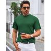 image:imageMens Mock Turtleneck T Shirts Short Sleeve Cotton Basic Undershirt Relaxed Fit Lightweight Solid Pullover TopsArmy Green
