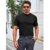 image:imageMens Mock Turtleneck T Shirts Short Sleeve Cotton Basic Undershirt Relaxed Fit Lightweight Solid Pullover TopsBlack