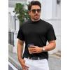 image:imageMens Mock Turtleneck T Shirts Short Sleeve Cotton Basic Undershirt Relaxed Fit Lightweight Solid Pullover TopsBlack