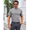 image:imageMens Mock Turtleneck T Shirts Short Sleeve Cotton Basic Undershirt Relaxed Fit Lightweight Solid Pullover TopsGray