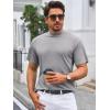 image:imageMens Mock Turtleneck T Shirts Short Sleeve Cotton Basic Undershirt Relaxed Fit Lightweight Solid Pullover TopsGray