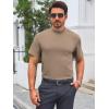 image:imageMens Mock Turtleneck T Shirts Short Sleeve Cotton Basic Undershirt Relaxed Fit Lightweight Solid Pullover TopsKhaki