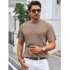 image:imageMens Mock Turtleneck T Shirts Short Sleeve Cotton Basic Undershirt Relaxed Fit Lightweight Solid Pullover TopsKhaki